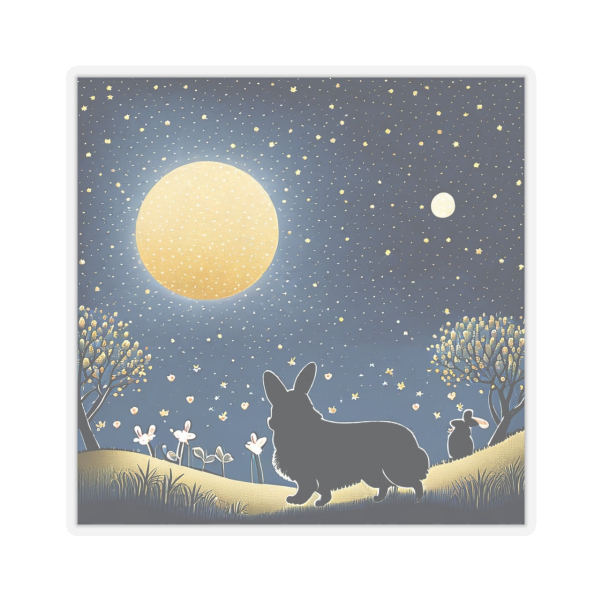 Corgi Moon Kiss-Cut Stickers