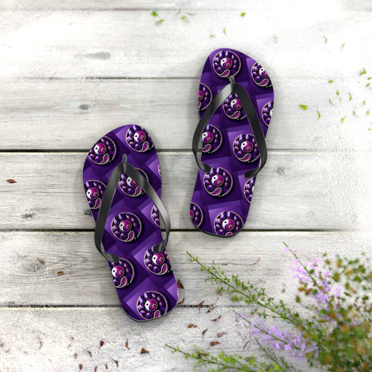 Flip Flops Jinxydog Yin Yang Bling, purple