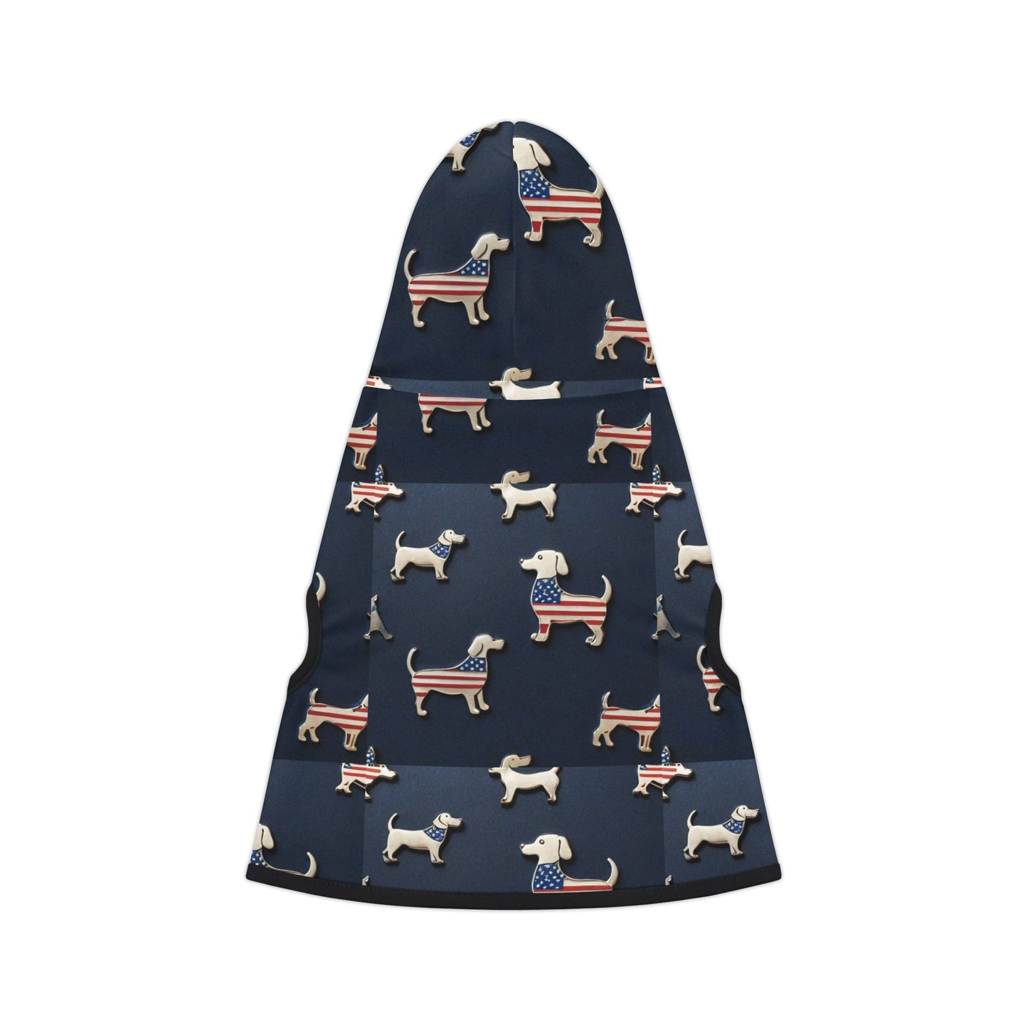 Pet Hoodie - Silver Dog Pins American Flag Design