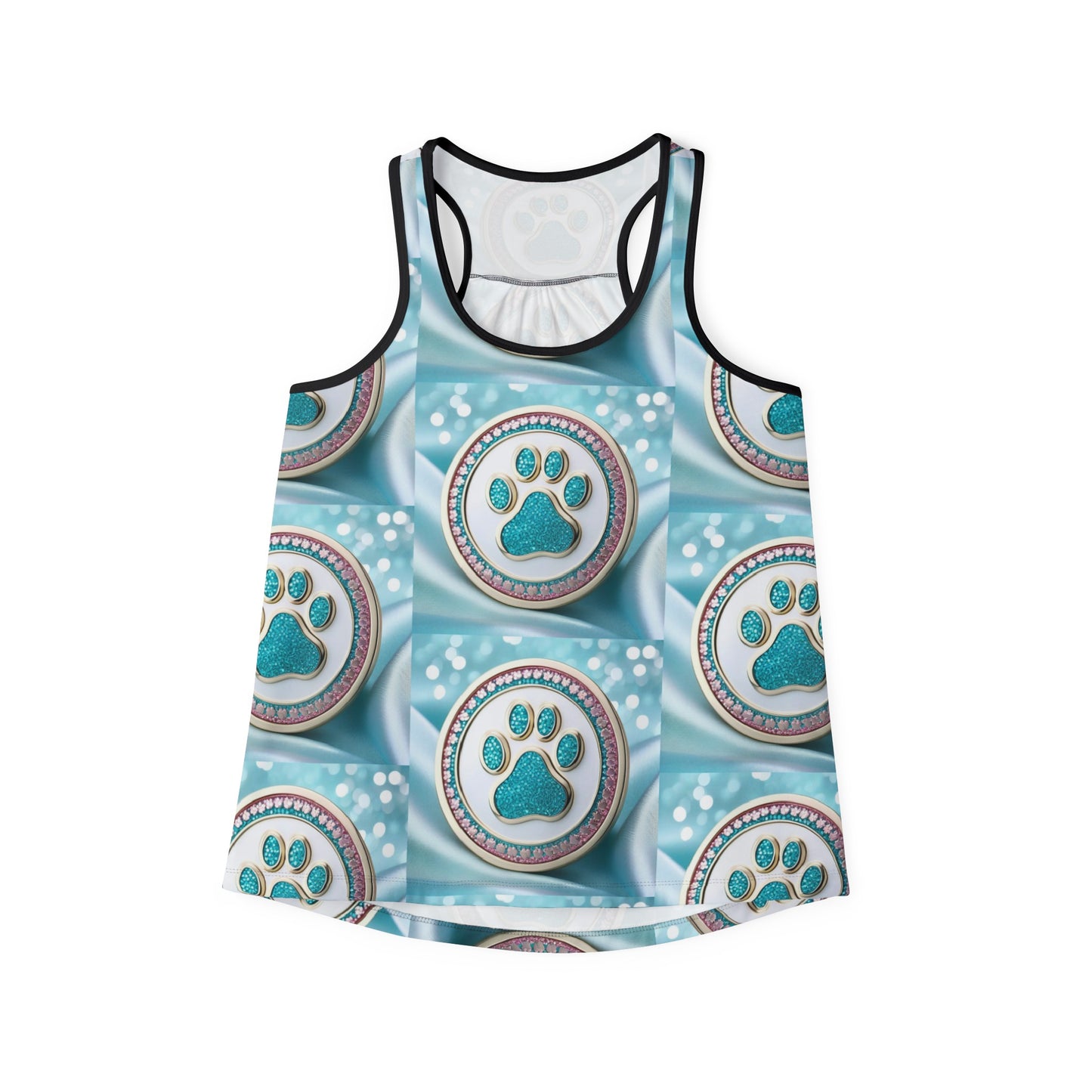 Women's Tank Top Jinxydog Paw Bling Turquoise/white