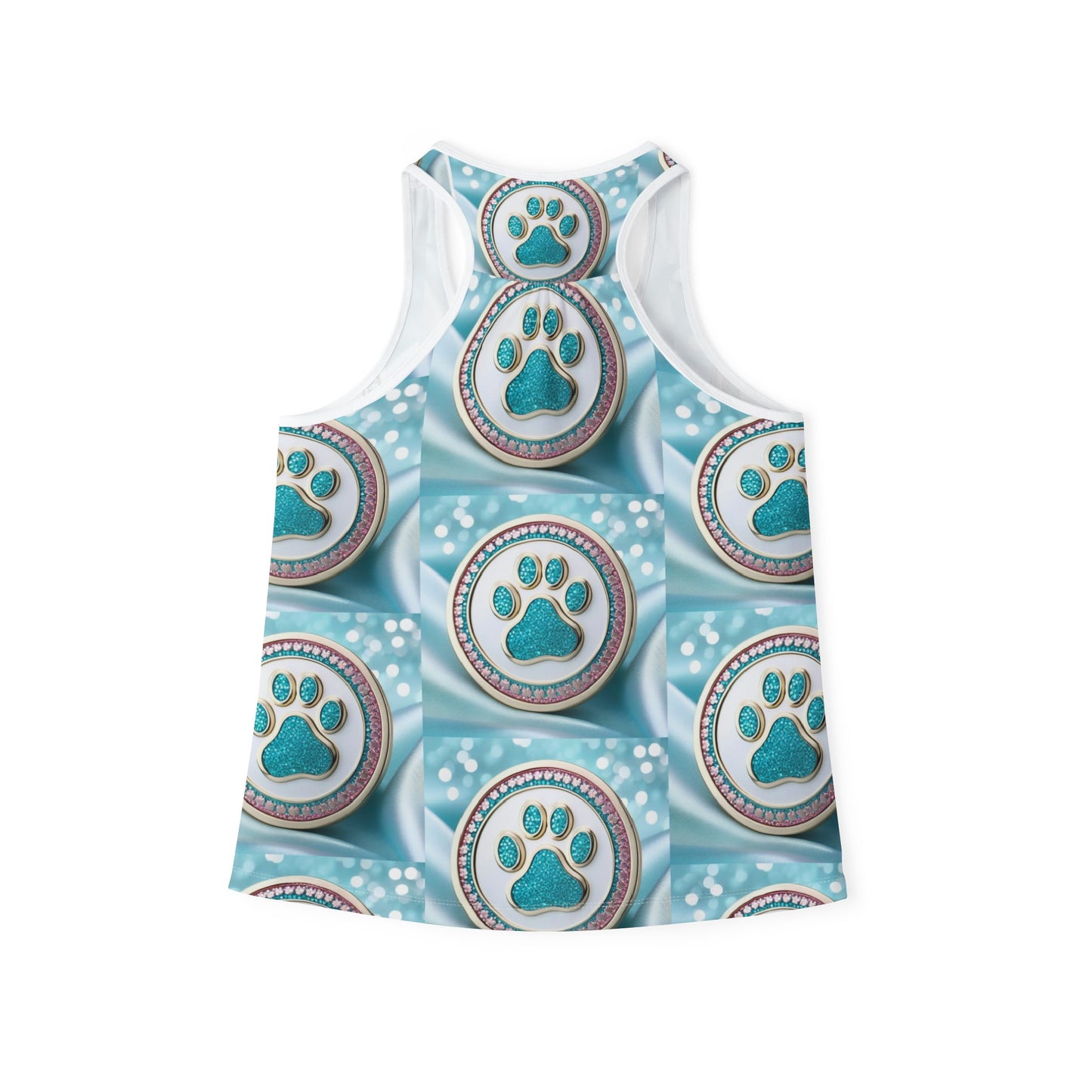 Women's Tank Top Jinxydog Paw Bling Turquoise/white
