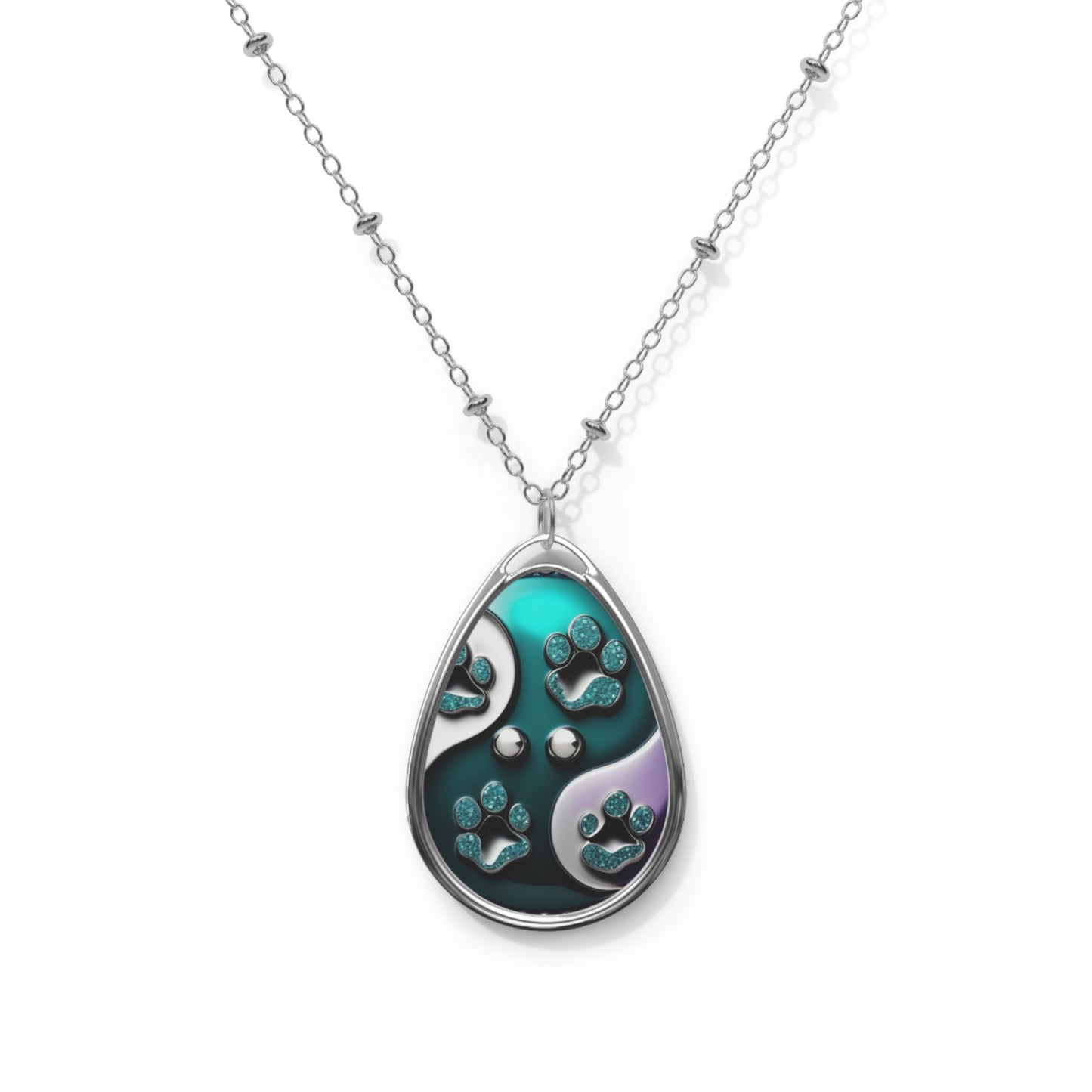 Dog Mom gifts, matching Pet Tag (collar) and Pendant Necklace, yin yang dog paw bling