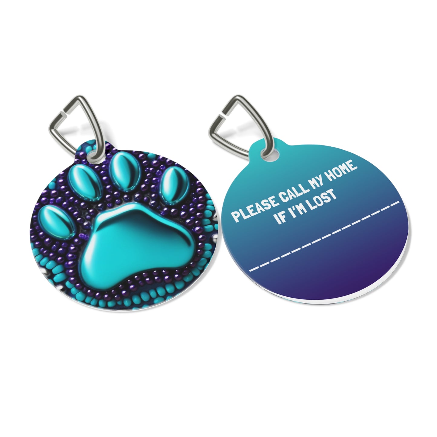 Pet Tag yin yang dog paws turquoise