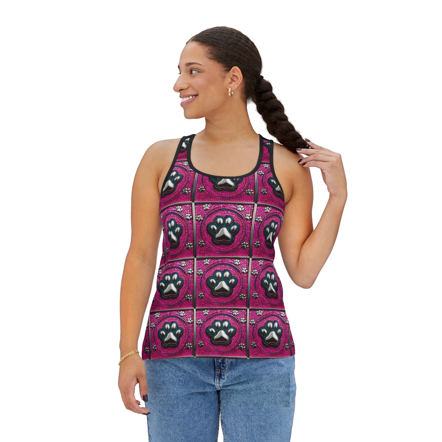 Women's Tank Top, Pink Bling Dog Paws