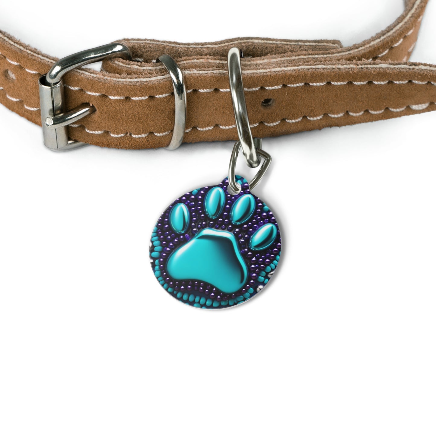 Pet Tag yin yang dog paws turquoise