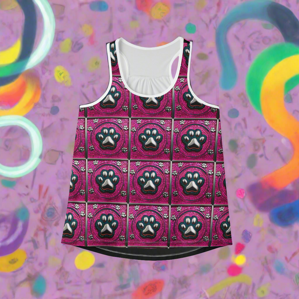 Women's Tank Top, Pink Bling Dog Paws