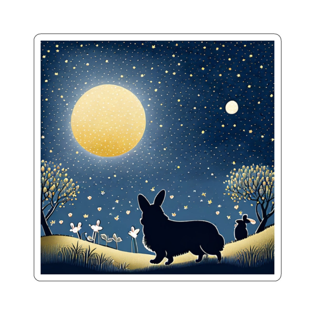 Corgi Moon Kiss-Cut Stickers