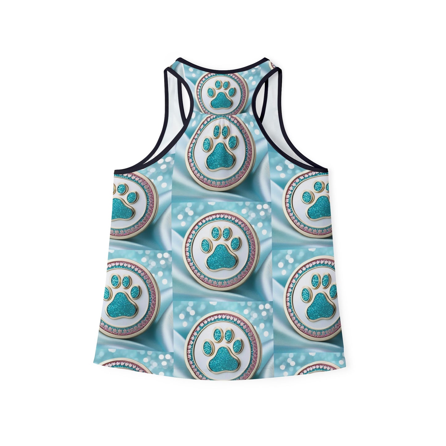 Women's Tank Top Jinxydog Paw Bling Turquoise/white