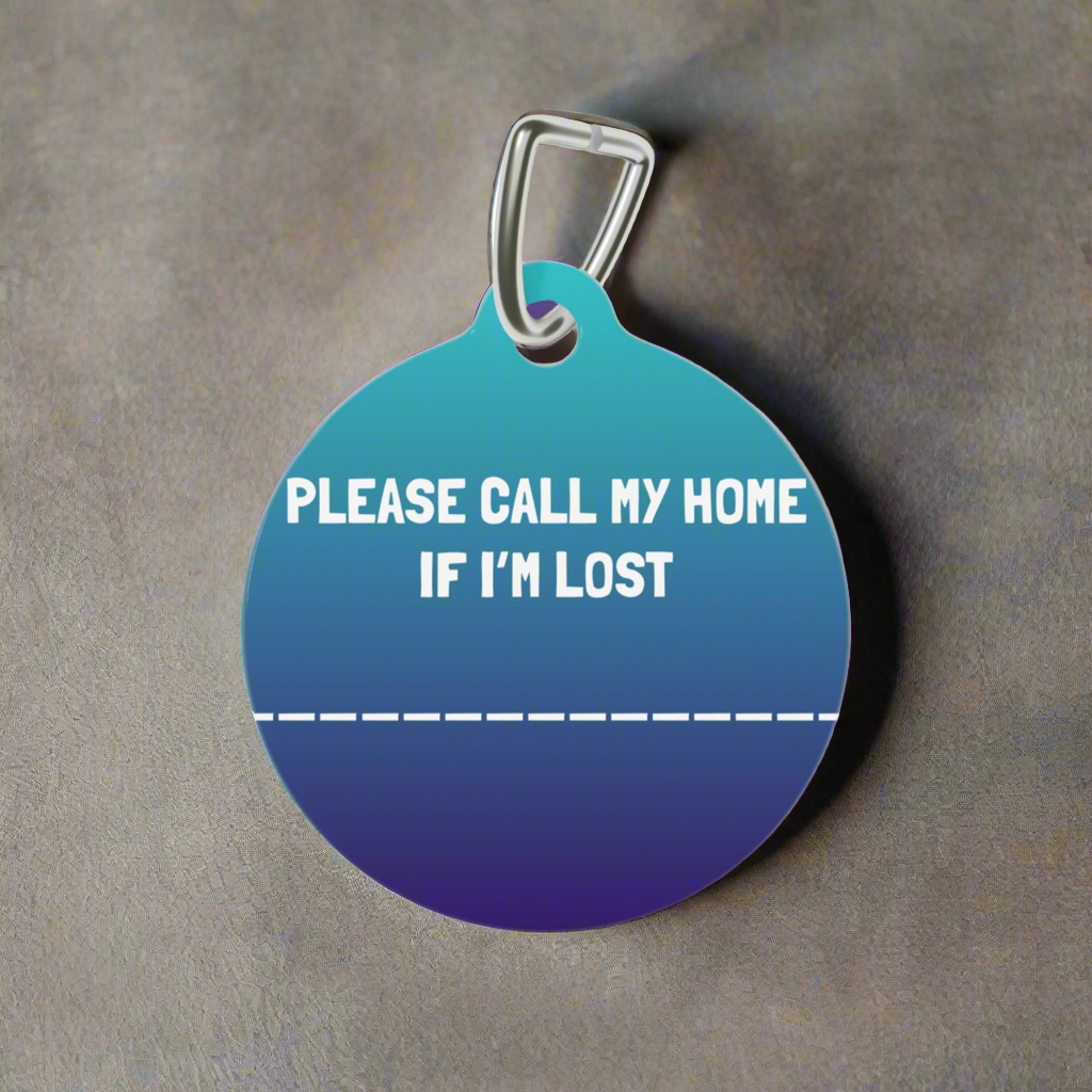 Pet tag Jinxydog yin yang paw bling silver turquoise