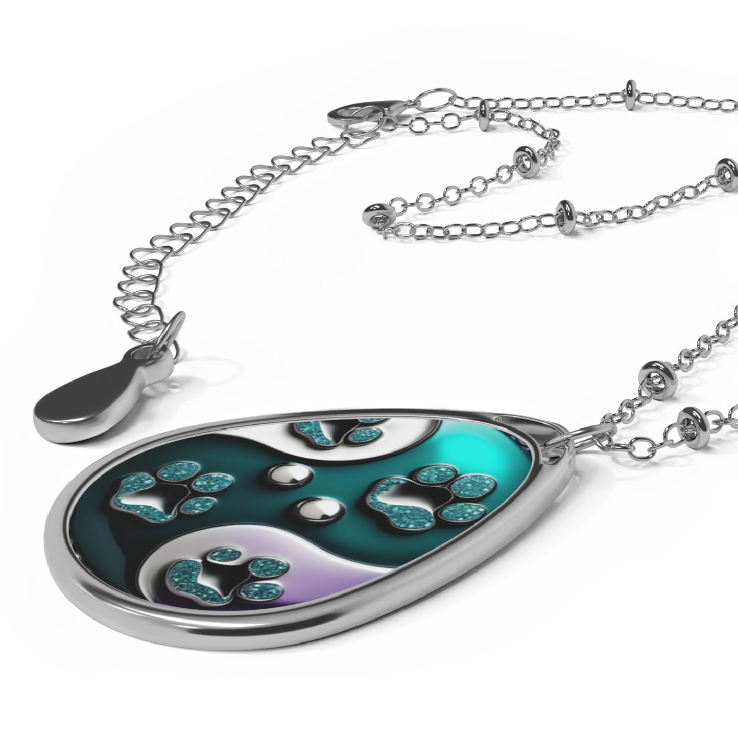 Dog Mom gifts, matching Pet Tag (collar) and Pendant Necklace, yin yang dog paw bling