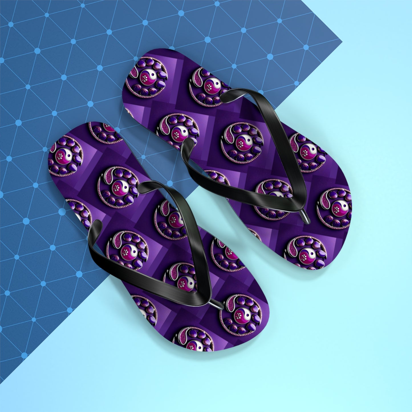 Flip Flops Jinxydog Yin Yang Bling, purple