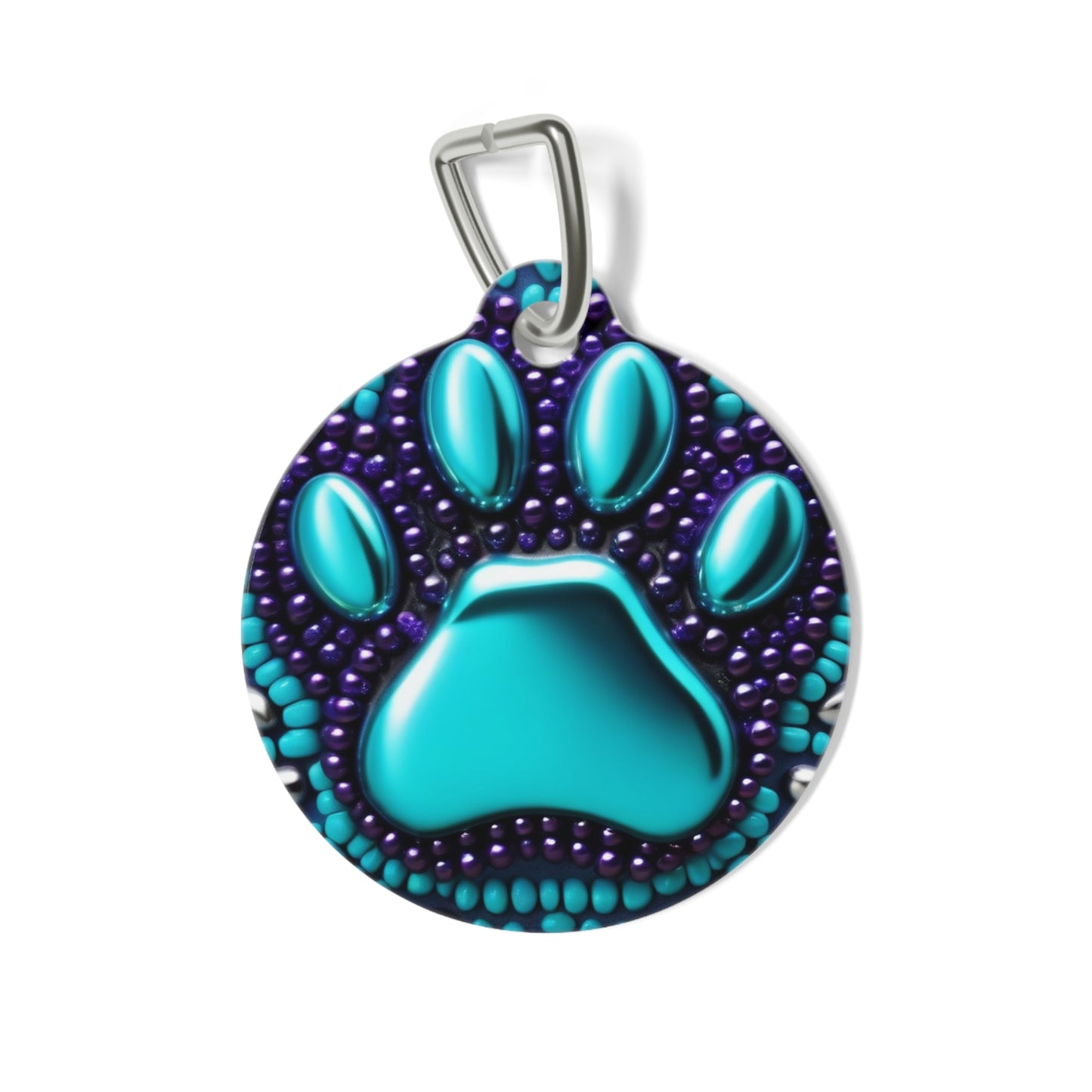 Pet Tag yin yang dog paws turquoise
