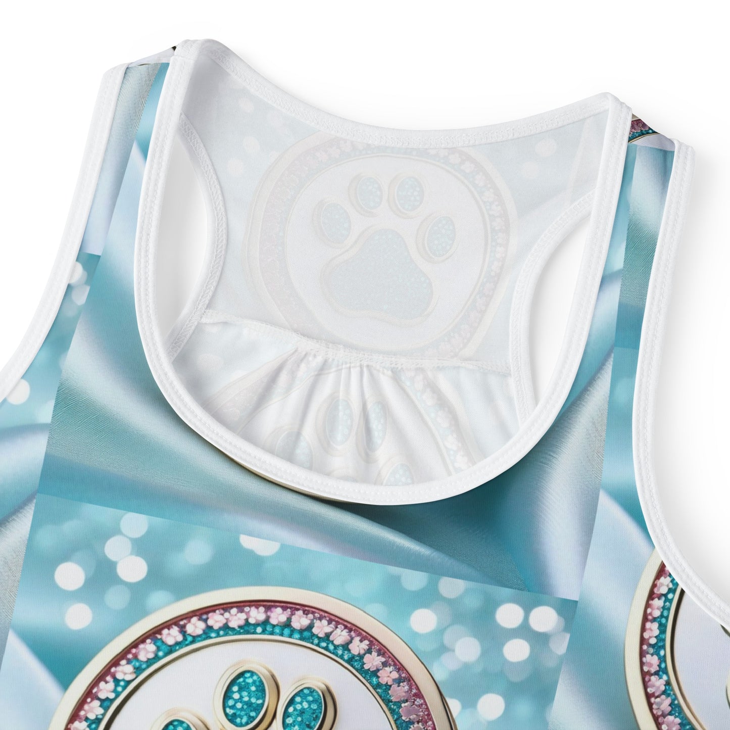 Women's Tank Top Jinxydog Paw Bling Turquoise/white