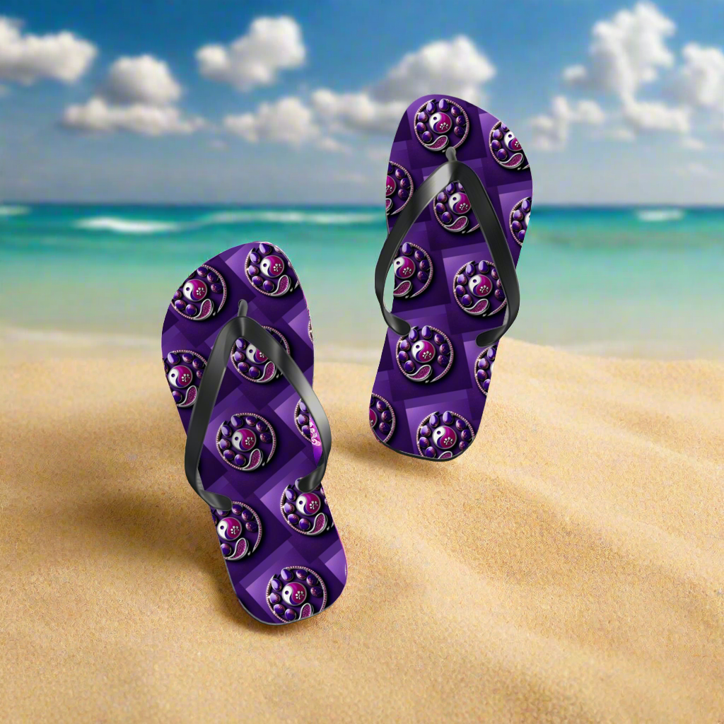 Flip Flops Jinxydog Yin Yang Bling, purple