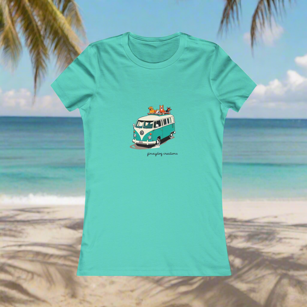 Women's Tee - VW Van at the Beach with Dogs Graphic Design