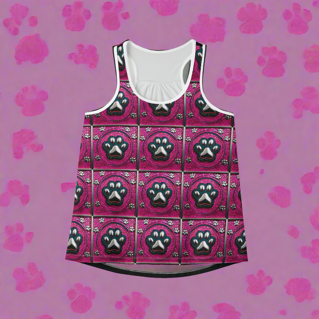 Women's Tank Top, Pink Bling Dog Paws