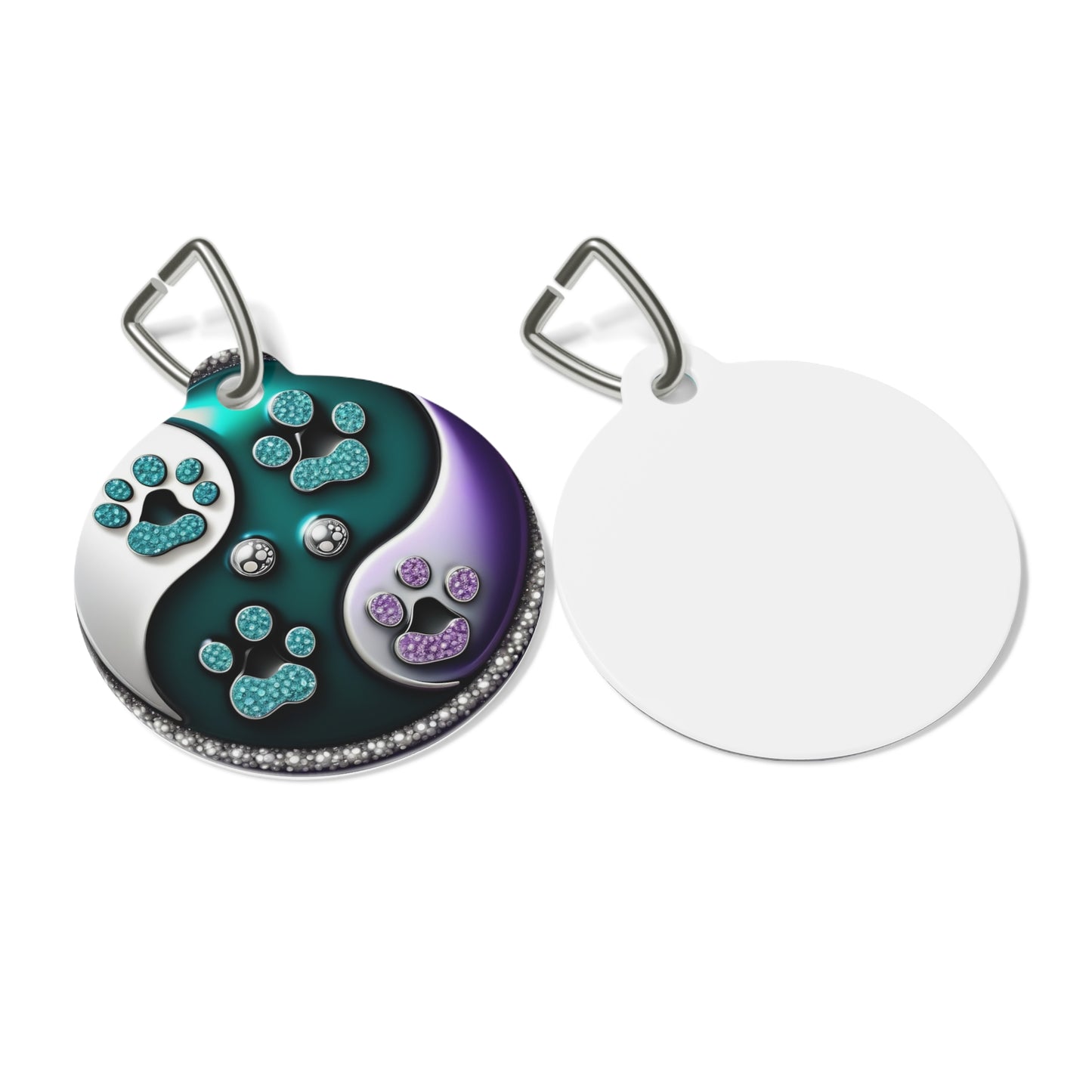 Dog Mom gifts, matching Pet Tag (collar) and Pendant Necklace, yin yang dog paw bling