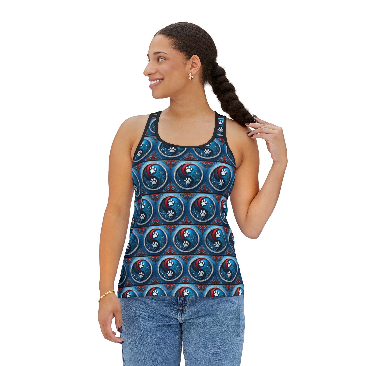 Women's Tank Top Yin Yang Bling Dog Paws