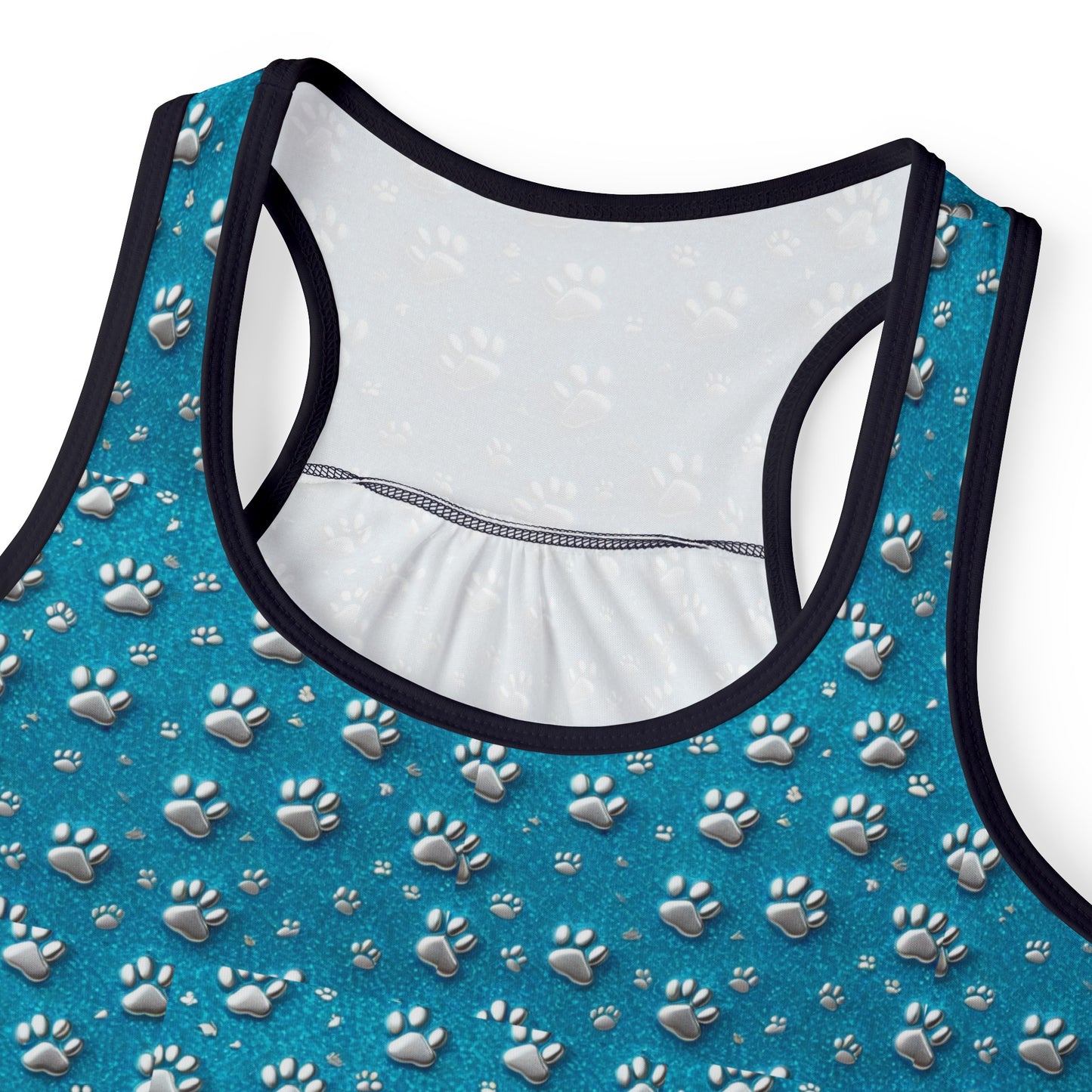 Women's Tank Top Turquoise with dog paw bling