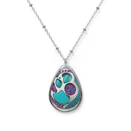 Oval silver necklace, Jinxydog Paw Bling