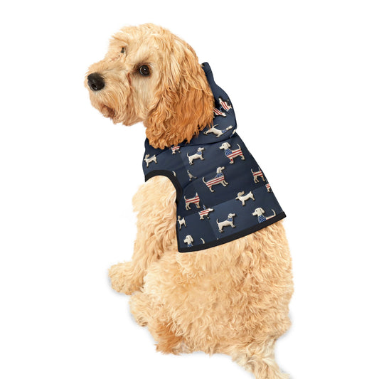 Pet Hoodie - Political Go Vote Silver Dog Pins American Flag Design