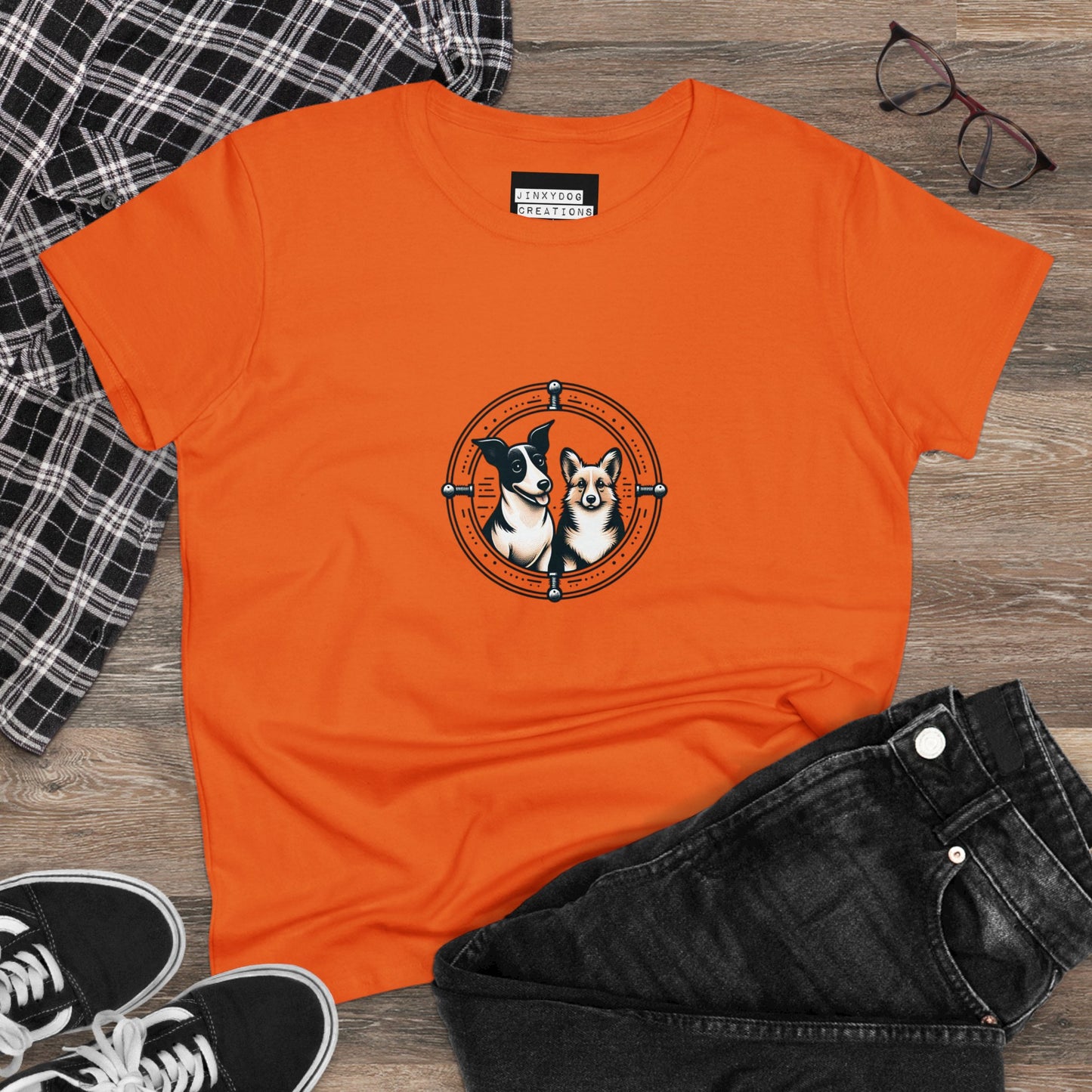 Women's Tee with Sunshine and Jinx Jack Russell and Corgi Matching PJ Bottoms Design