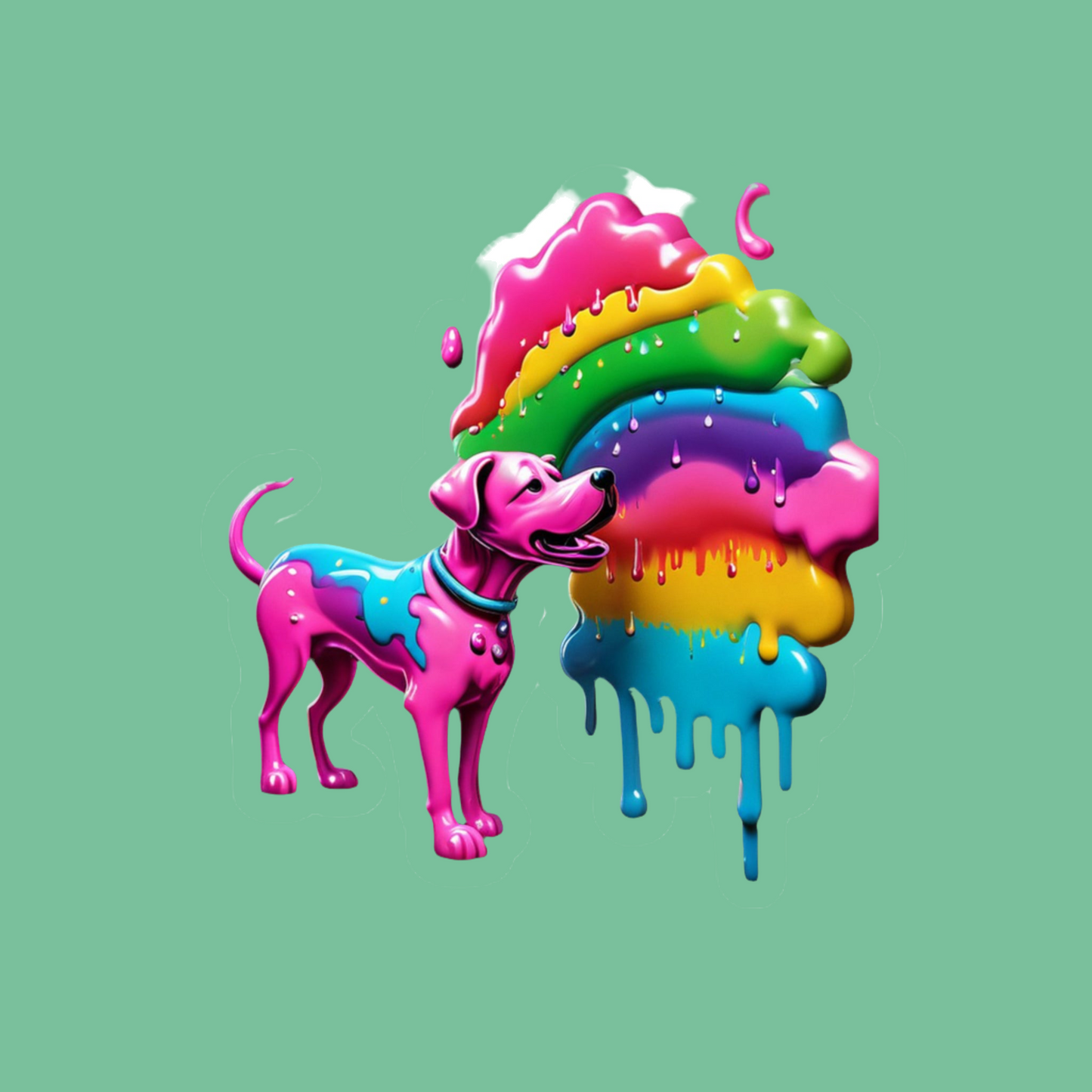 Kiss-Cut Vinyl Decals Rainbow n Pup