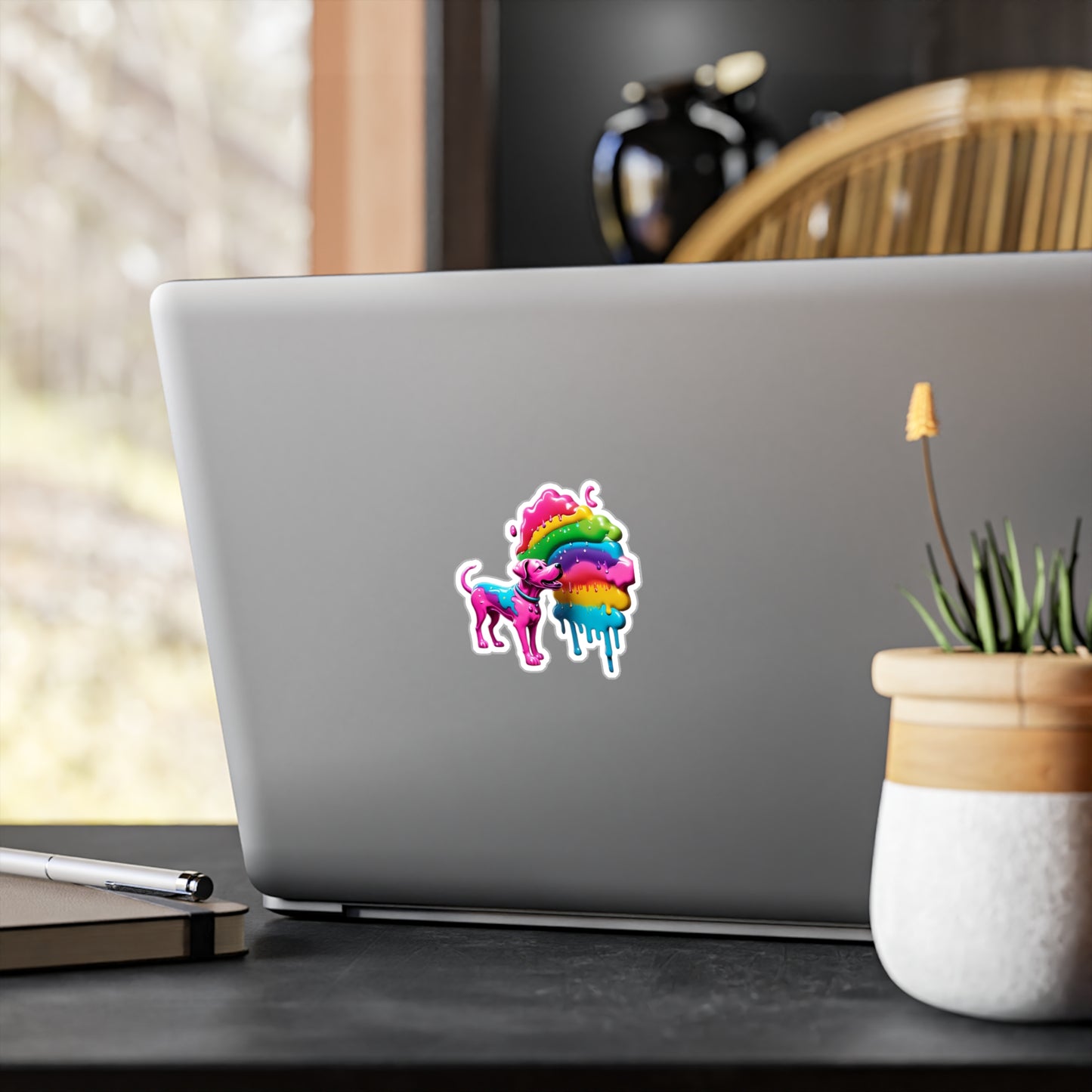 Kiss-Cut Vinyl Decals Rainbow n Pup