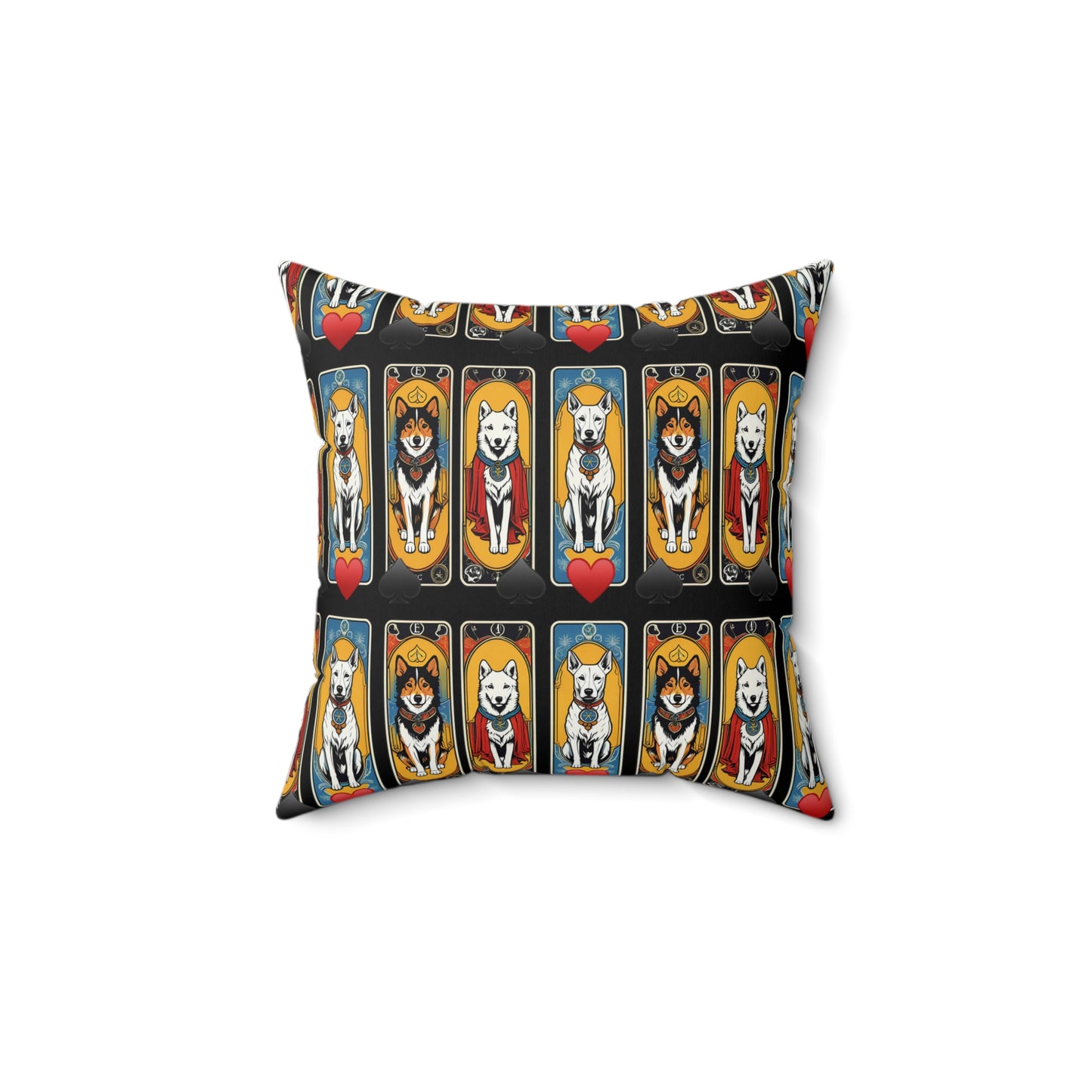 Square Pillow - She’s Got the Jack Dogs Tarot Card Design