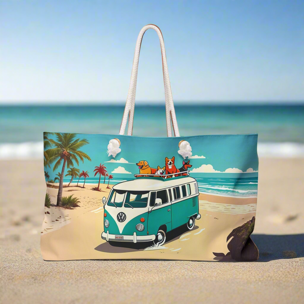 VW dog party at the beach Weekender Bag