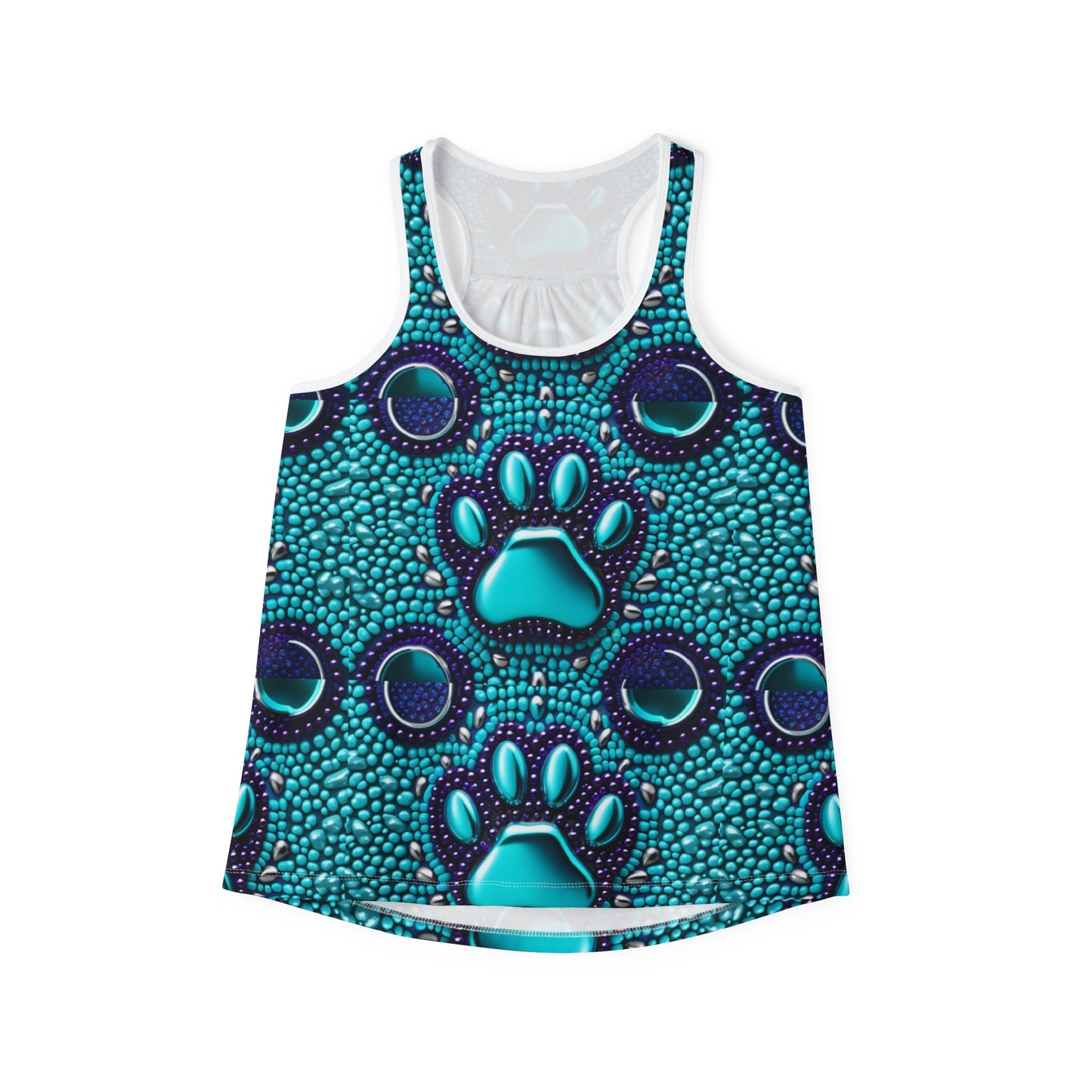 Women's Tank Top Dog Paw Bling turquoise