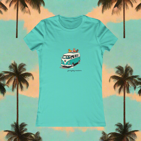 Women's Tee - VW Van at the Beach with Dogs Graphic Design