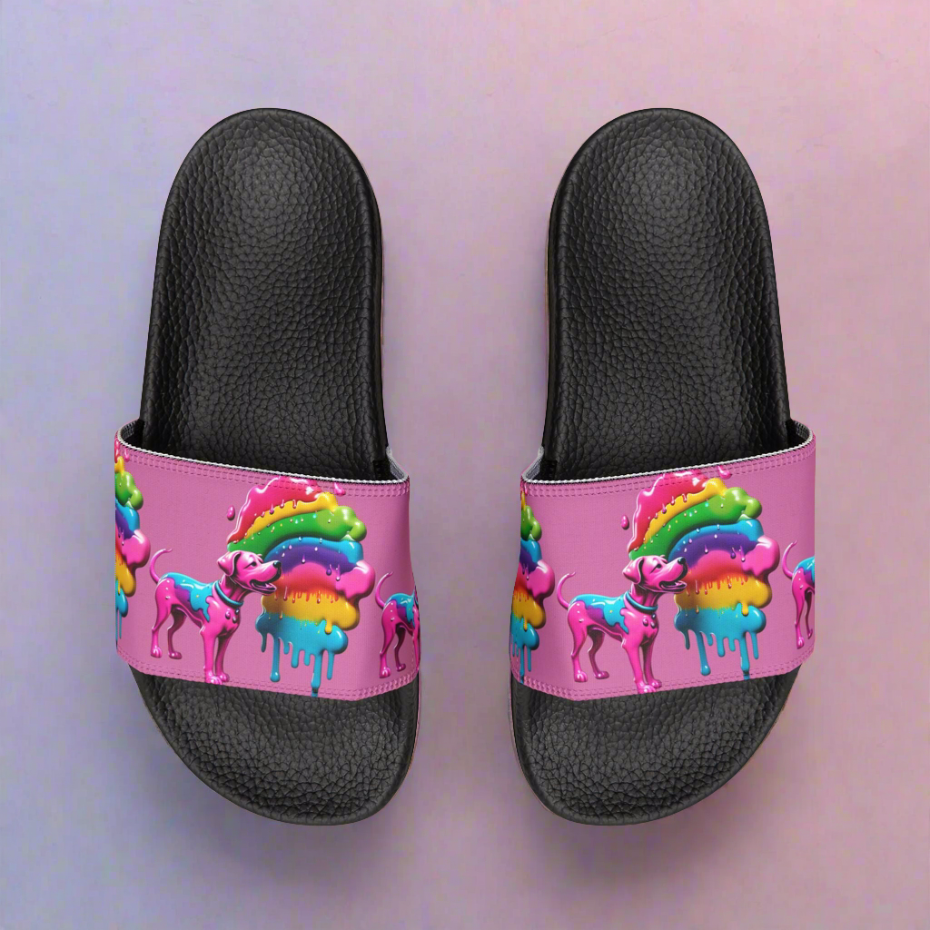 Women's Pink/Rainbow Pup Removable-Strap Sandals