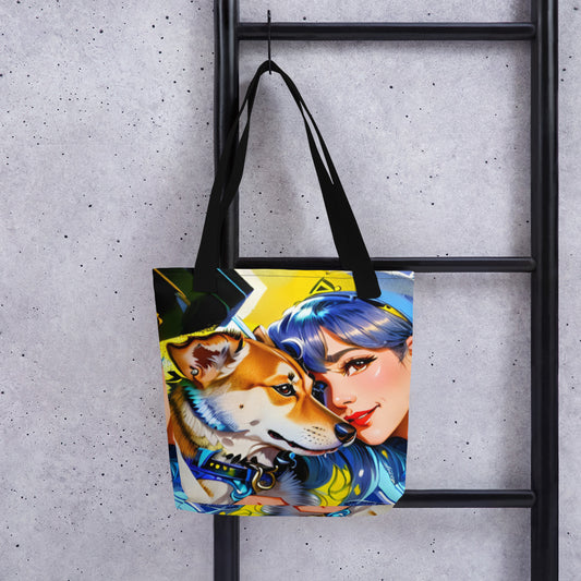 Tote bag Girl Dog Connected